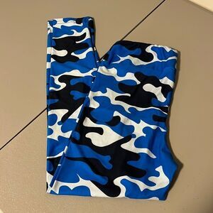 Blue Camouflage Leggings, Size OS, NEW